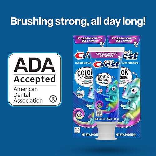 Miniatura 6 de Crest Kids - Paquete de pasta de dientes que cambia de color paquete de 2 unidades sabor a chicle de 4.2 onzas + exprimidor de pasta de dientes