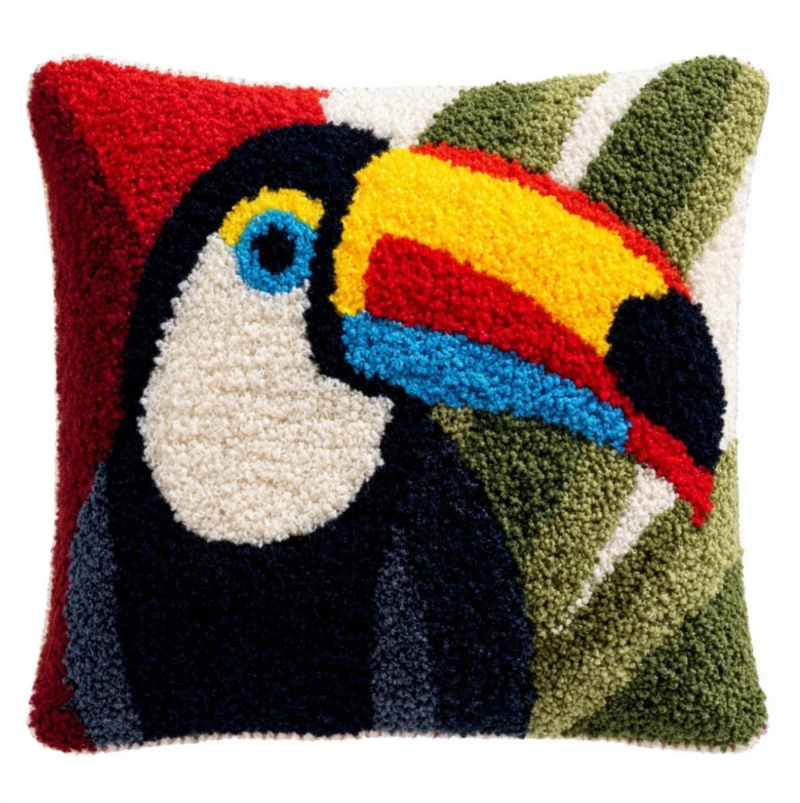 WallustrioaW Latch Hook Pillow Kit 43x43cm,Woodpecker
