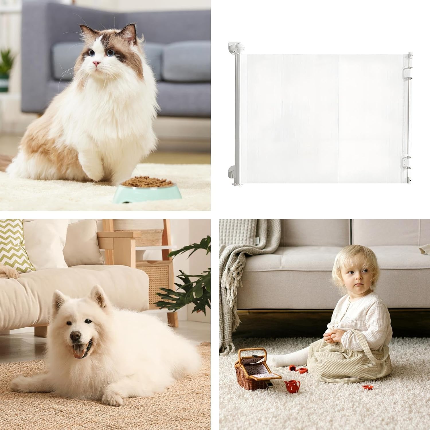 屋内ペット安全ゲート ブロック防止 猫と犬のフェンス 階段の手すり 隔離ドア 取り付け簡単 11.28 (サイズ:21cm(8インチ  0cm~140cm ペットゲート ドアゲート 伸縮式フェンス ペットフェンス 穴あけ不要可能 二重セキュリティ錠付き 室内階段入口防護柵 脱走防  犬小屋 階段 ...