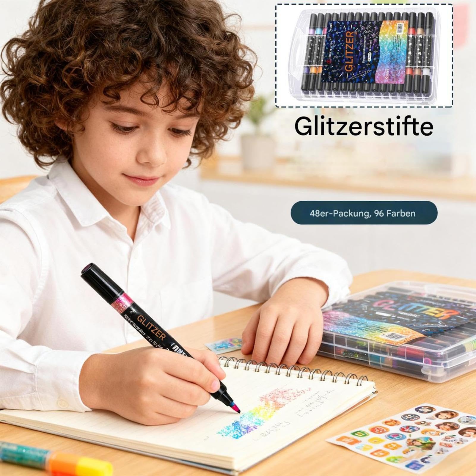 Rotuladores Brillantes con Purpurina para Colorear Lapices Artisticos Doble