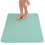 ENKOSI Extra Large Shower Mat Non Slip - 47 x 32 inch - XL Bathroom Shower Mat - Large Shower Matts for Shower Stall Floors - Secure Suction Cups and Drain Holes (47x32 Aqua Green)