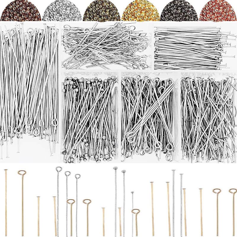 DIY Crafts 700 Gram, Chrome Gold, Open Eye Pins for Jewelry Making Head Pins for Making Jewelry Bead Eye Pins for Earring Making Necklace Bracelet Clay Charms 30mm-(700 Gram, Chrome Gold)