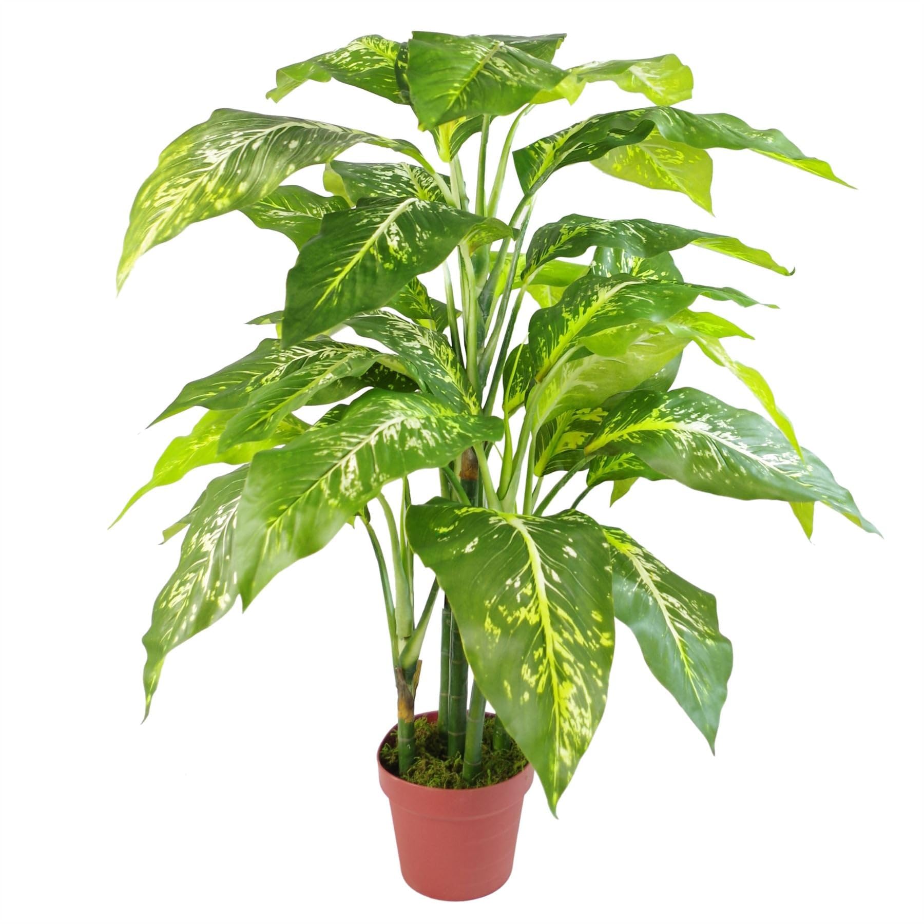 Leaf Large Fox Aglaonema Tree Artificial Plant With Metal Planter - Green