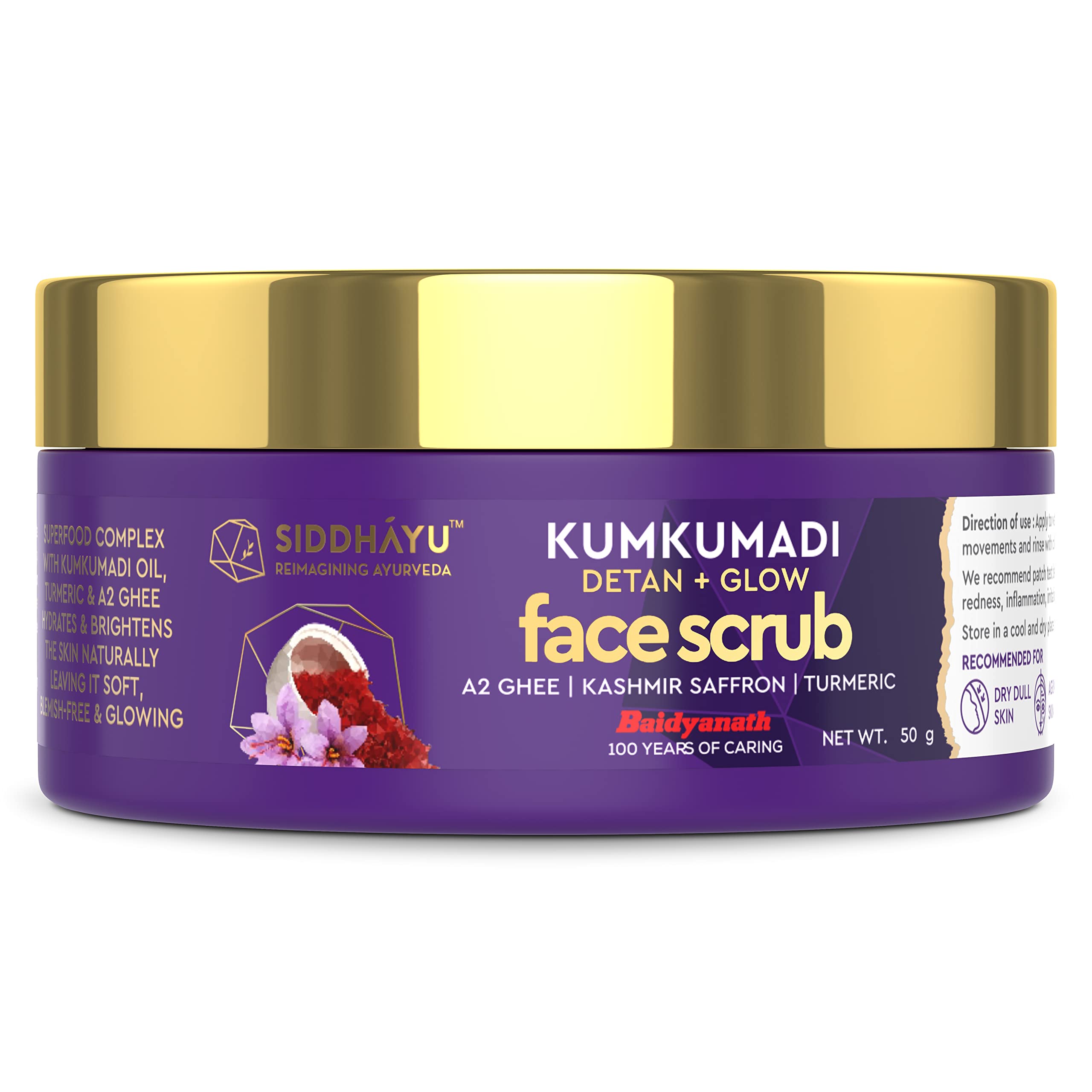 Baidyanath Kumkumadi Face Scrub Detan + Glow - 50 Gm For Glowing Skin