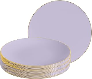 LUXE PARTY NYC Plastic 30 Pack Dinnerware Plates | Disposable|10.25"| Dinner Plate|Partyware| Party Supplies | Holidays | Lavender and Gold