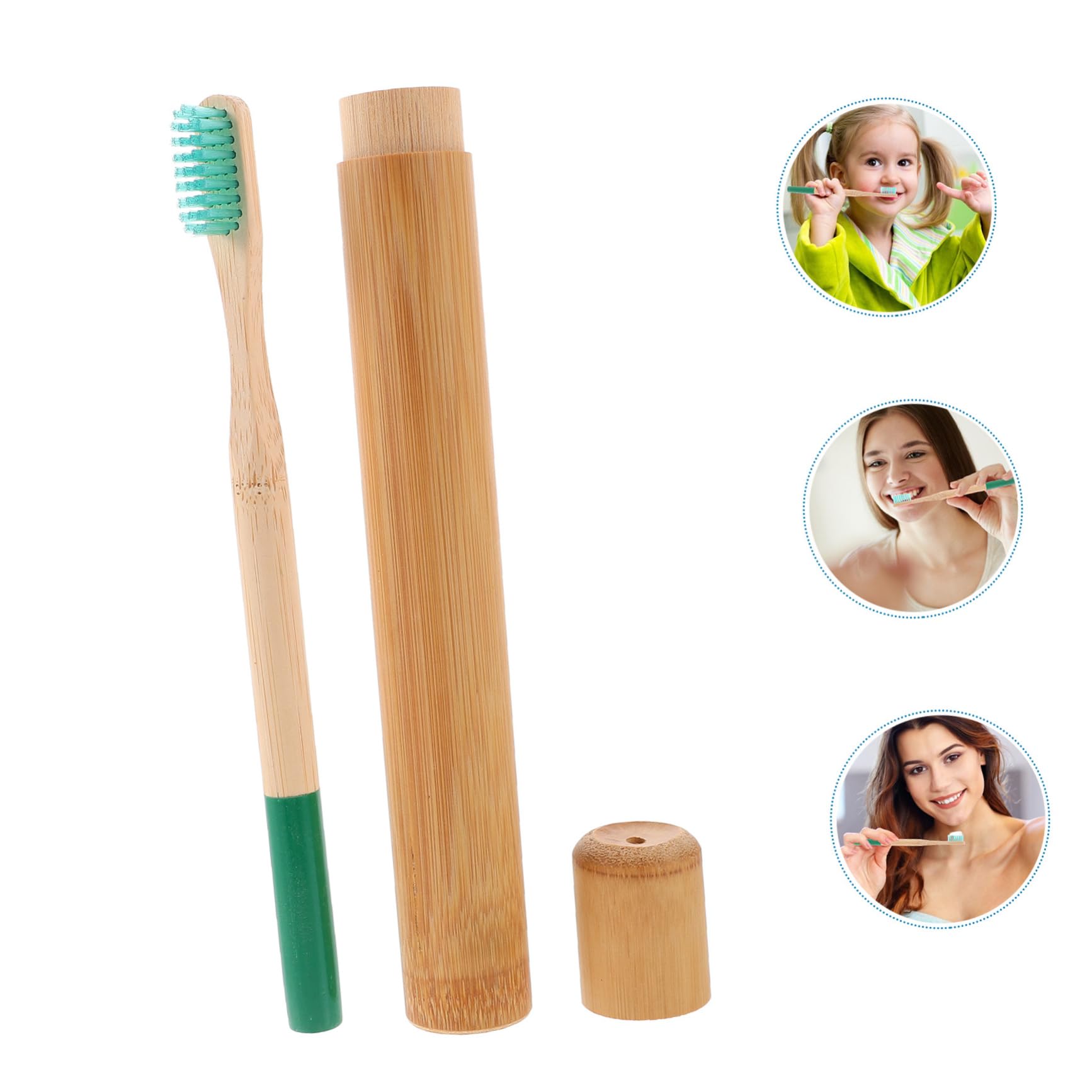 FRCOLOR Spazzolino Denti in Bambù Spazzolini Viaggio Custodia in Bambù Impugnatura Ergonomica