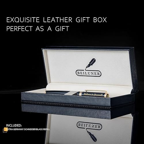 Miniatura 6 de BEILUNER Juego de bolígrafos negros de lujo, regalo inspirador para hombres y mujeres, impresionante borde dorado de 24 quilates, repuesto de tinta