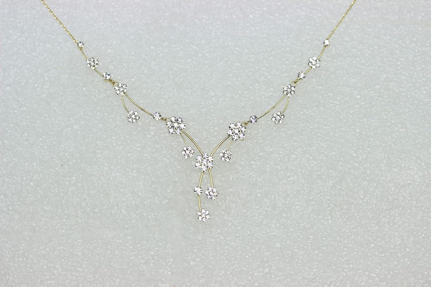 Faship Gorgeous Rhinestone Crystal Floral Necklace Earrings Set - Image 3