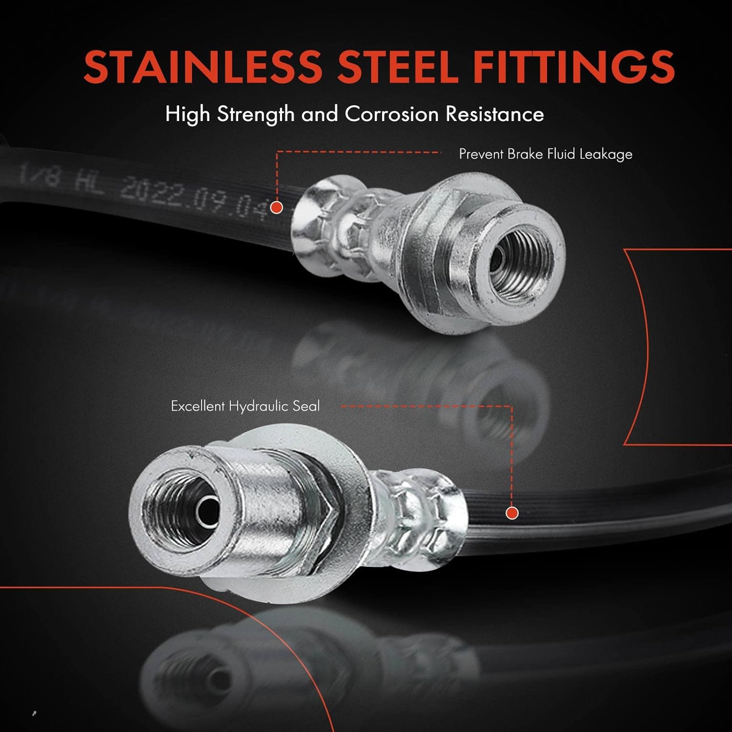 A-Premium Rear Inner Side Brake Hydraulic Hoses Compatible with Ford Models - F-250 F250/F-350 F350 Super Duty 2011-2016, F-450 F450 Super Duty 2011 (Pack of 2)