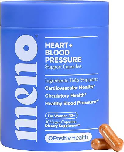 O Positiv MENO Cápsulas de apoyo para el corazón y la presión arterial, apoyo diario para una circulación saludable, control del estrés y presión
