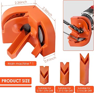 Drill Bit Sharpener for grinder, Drill Bit Sharpener for All Bits(5/64''- 5/8''), Power Drill Bit Grinding Attachment, Portable Drill Grinder Grinding Tool, Powered by Electric Drills