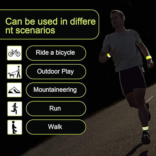 Miniatura 6 de Ubrand 4 bandas reflectantes para muñeca, brazo, tobillo, pierna. Bandas reflectantes de alta visibilidad, correas de cinta reflectante de