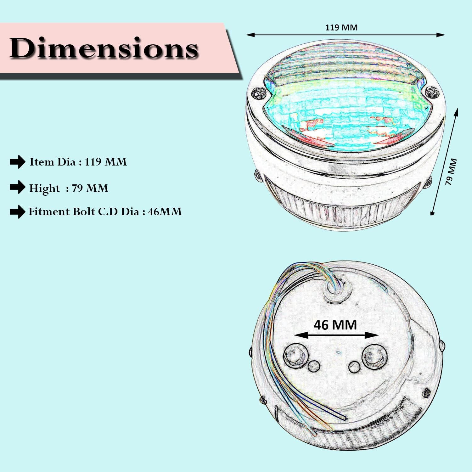 Bajato Coppia di luci Posteriori Gruppi luci Posteriori| Corpo Bianco | Anello Cromato | Lenti Rosse/Rosse con lampadine da 12 V Adatte per Modelli Jeep Mahindra dal 1983 al 2015