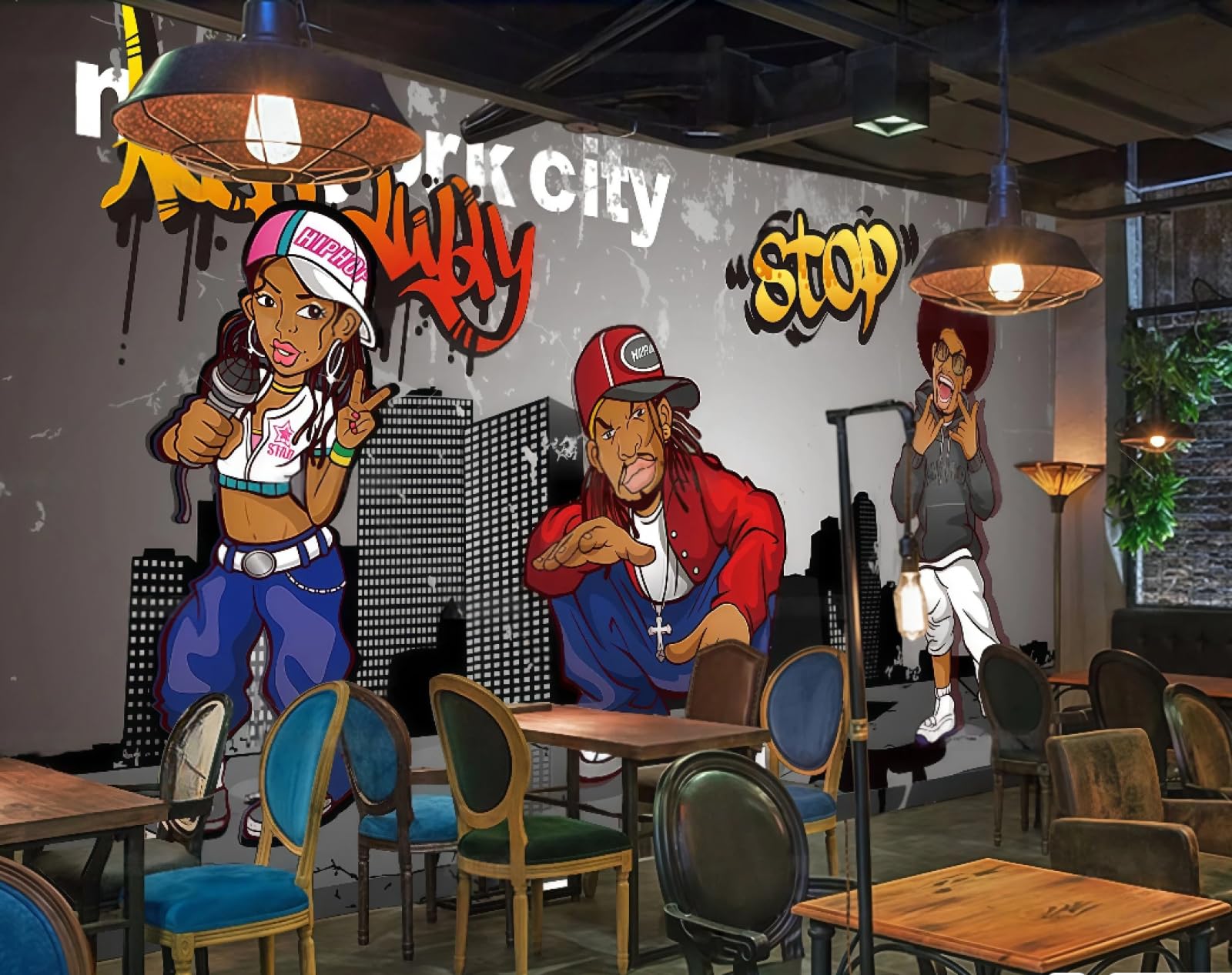 Carta Da Parati Retro Lettere Di Graffiti Di Strada Hip-hop Dipinte A Mano Personalizzate Bar Club Caffetteria Sfondo Murale Carta Da Parati Del Ristorante Occidentale,3D,250x175 Cm