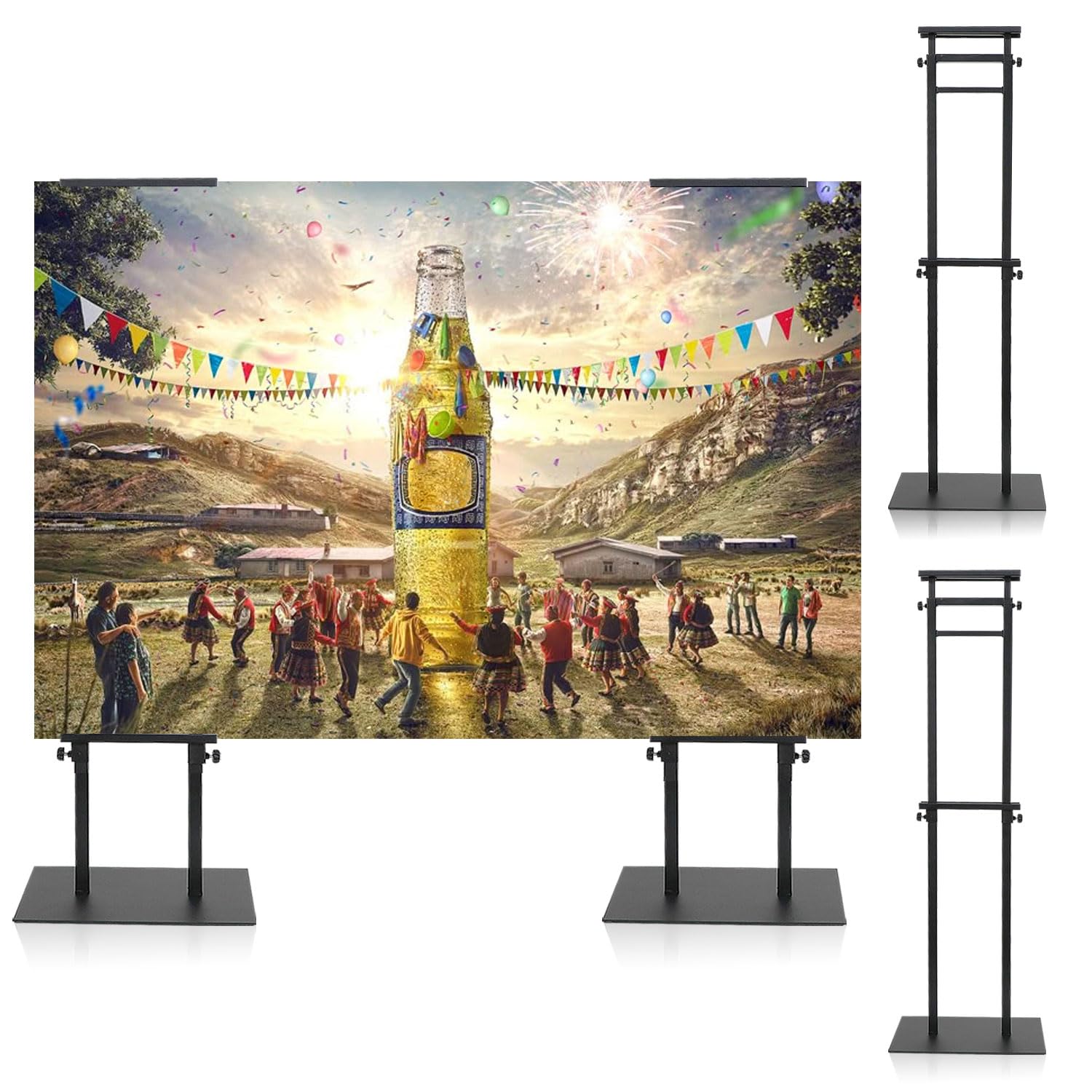 Soporte para carteles de piso, soporte de altura ajustable, soporte para carteles con base resistente, soportes de póster de doble cara para tablero y exhibición de espuma (2 paquetes)