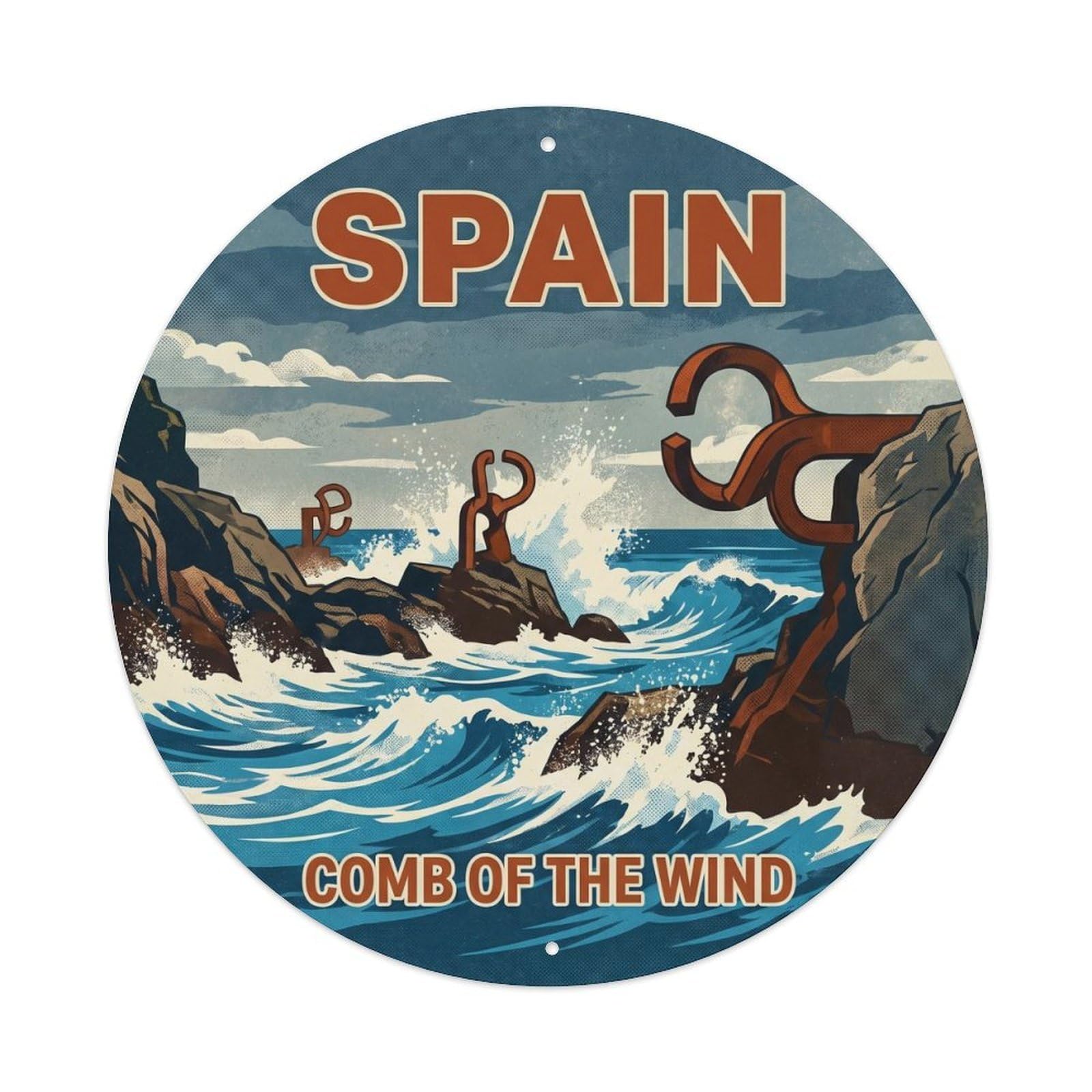 San Sebastian Comb Of Wind Spain Cultural Travel Metal Tin Sign