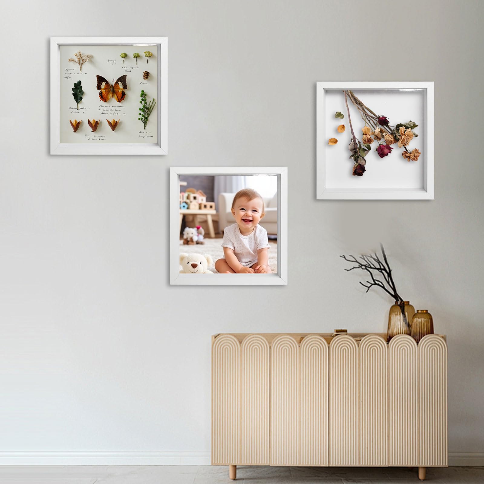 Cadre Photo 3D Profond 20x20 Cm - Vitrine Pour Objets, Fleurs Séchées, Souvenirs - 11