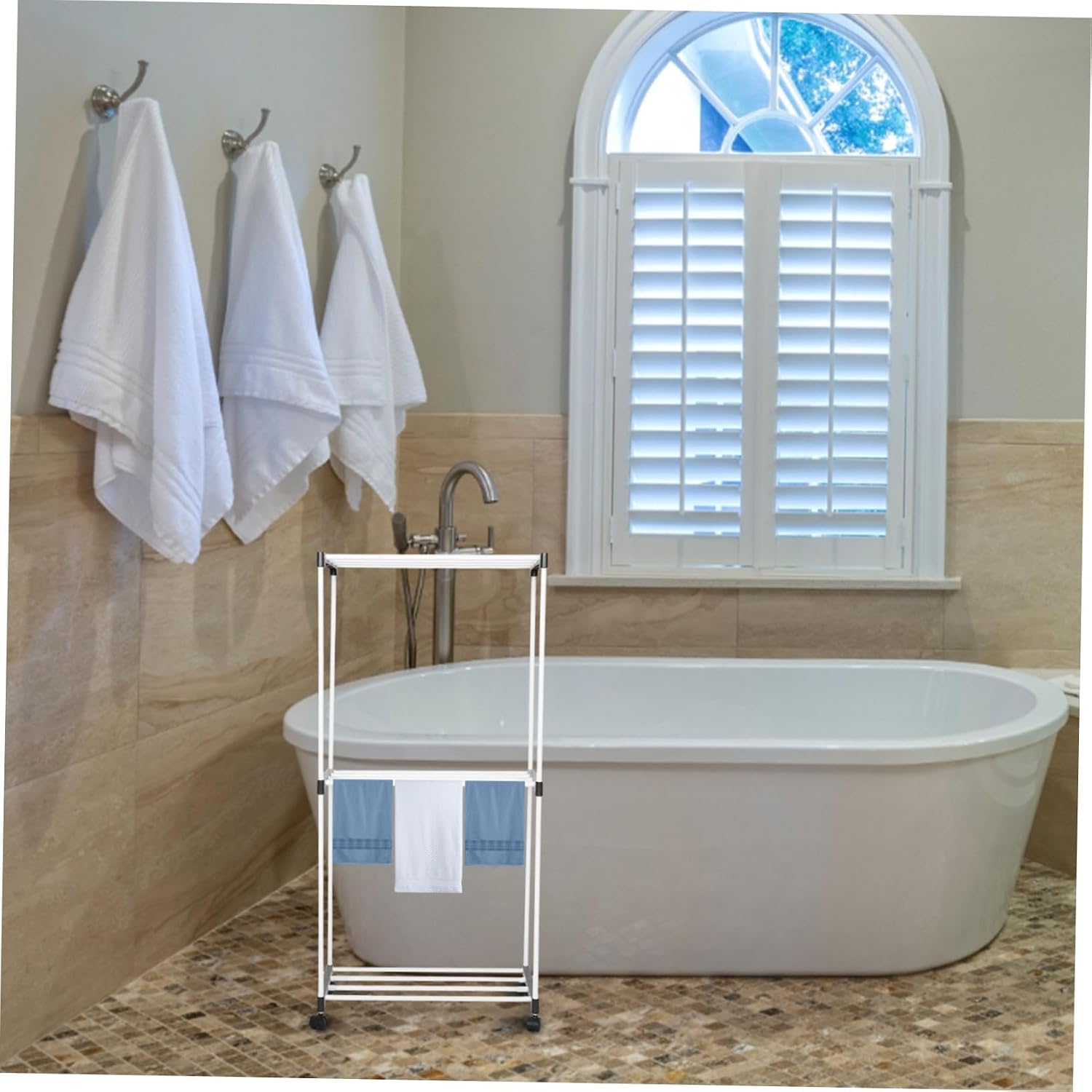Portable Clothes Drying Rack with Wheels Heavy-Duty Airer for Towels and Small Items Space-Saving Design for Balconies and Bathrooms