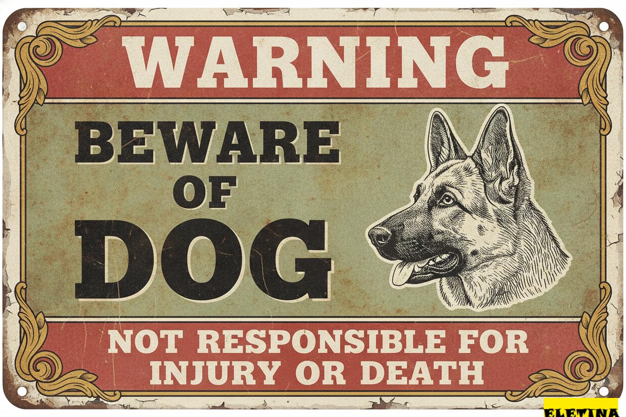 Tin Sign for Man Cave Beware Of Dog Ger Shepherd Metal Warning Beware Of Dog S Fence Outdoor Farm Garden Gate Home Yard Decor 8x12 Inch Private Property Decorative