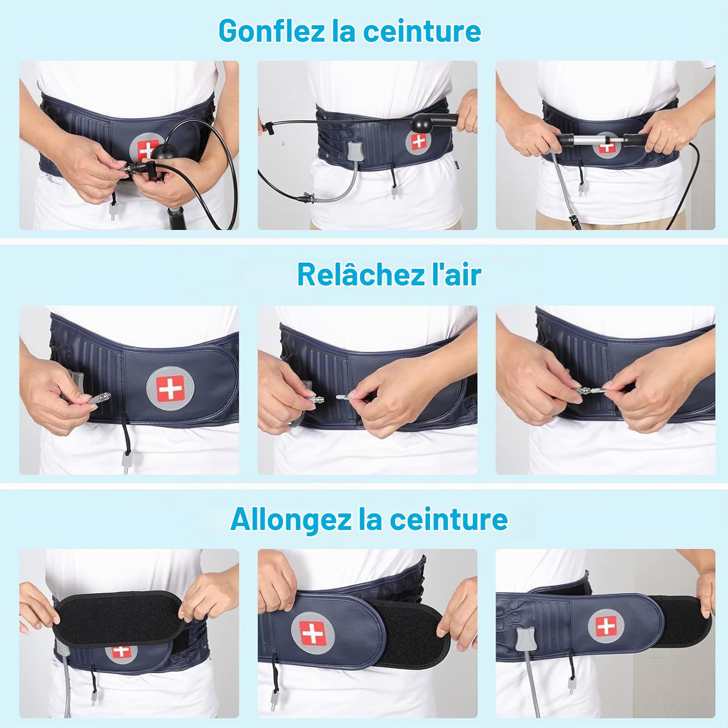 HEYOUTH Ceinture Lombaire Gonflable,Ceinture de Décompression Lombaire,Ceintures Lombaires,Dispositif de Traction, pour soulager les douleurs dorsales, taille unique 29-49 INCH | Ceinture de soutien lombaire gonflable pour soulager les maux de dos, hernie