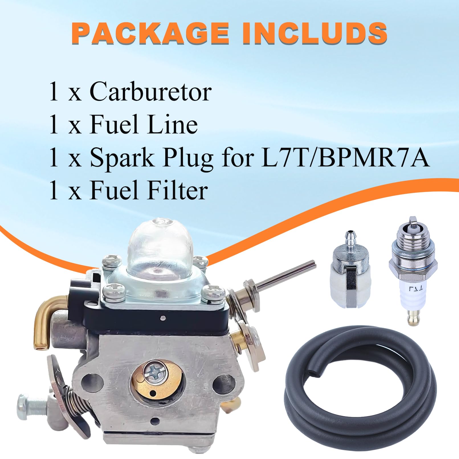 Vergaser Set mit Kraftstoffschlauch, Zündkerze, Kraftstofffilter für Husqvarna 122C 122LDX 122LK Rasentrimmer, für McCulloch T22LS T22LSC, Ersatz 581734301 574386701
