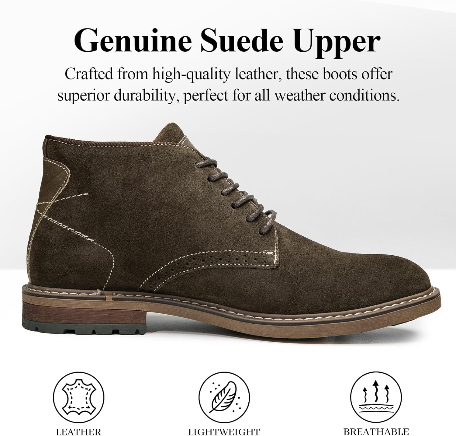 Arkbird Mens Chukka Boots, Genuine Suede Leather Classic Fashion Casual Ankle Lace-up Dress Boots for Men - Image 4