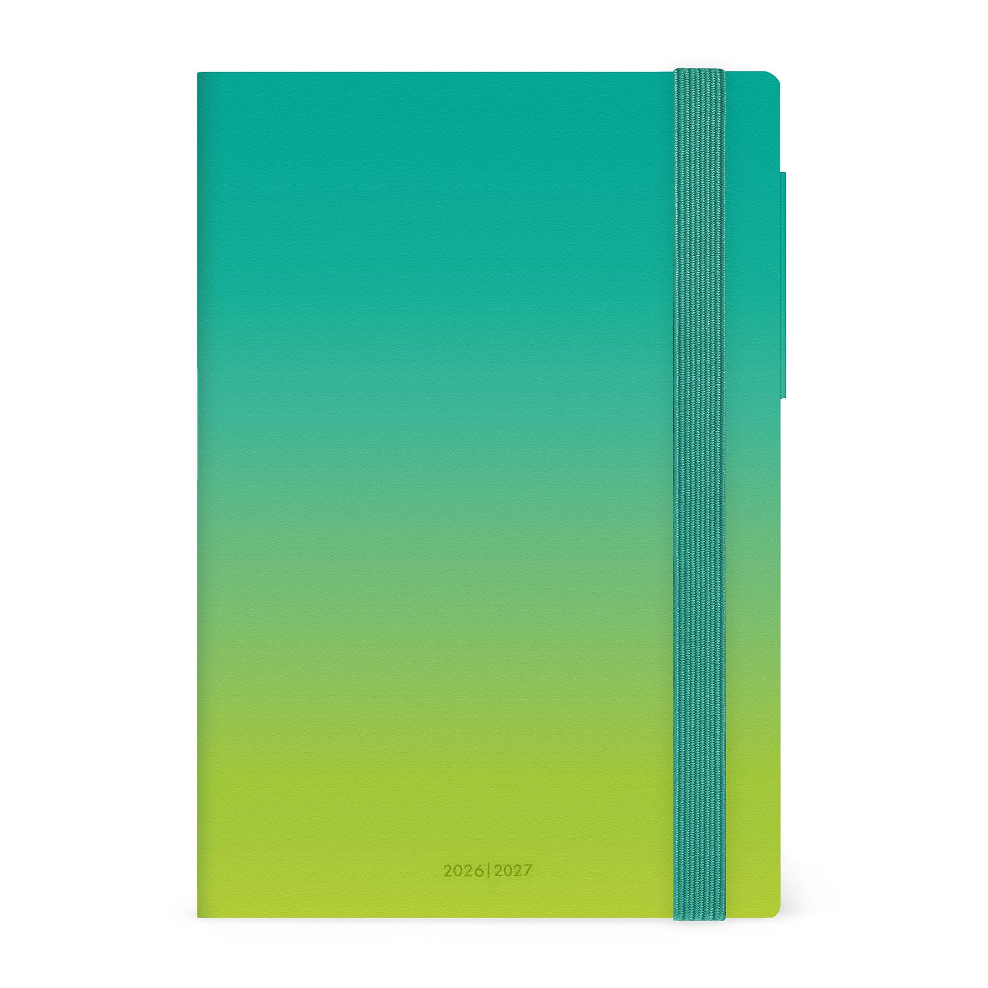 Legami - 2026-2027 Day to a Page Diary Shades of Green 16 Months Medium Diary September 2026 to December 2027 Elastic Closure FSC Certified Paper 12 x 18 cm
