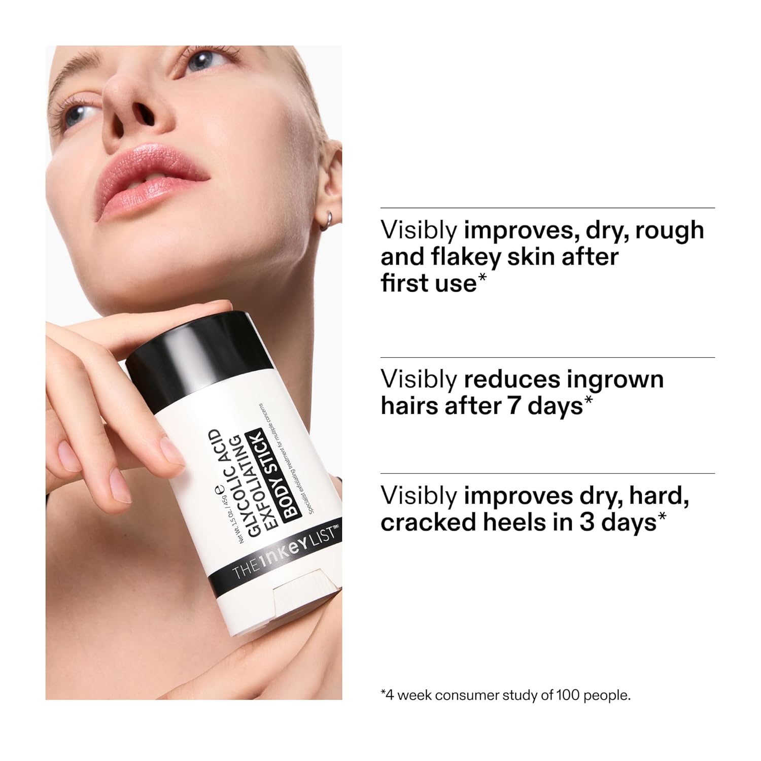 The INKEY List Glycolic Acid Exfoliating Body Stick - Deep Exfoliation for Rough, Bumpy Skin, Fragrance Free, Targets KP & Ingrown Hairs, Suitable For All Skin Types - Image 5