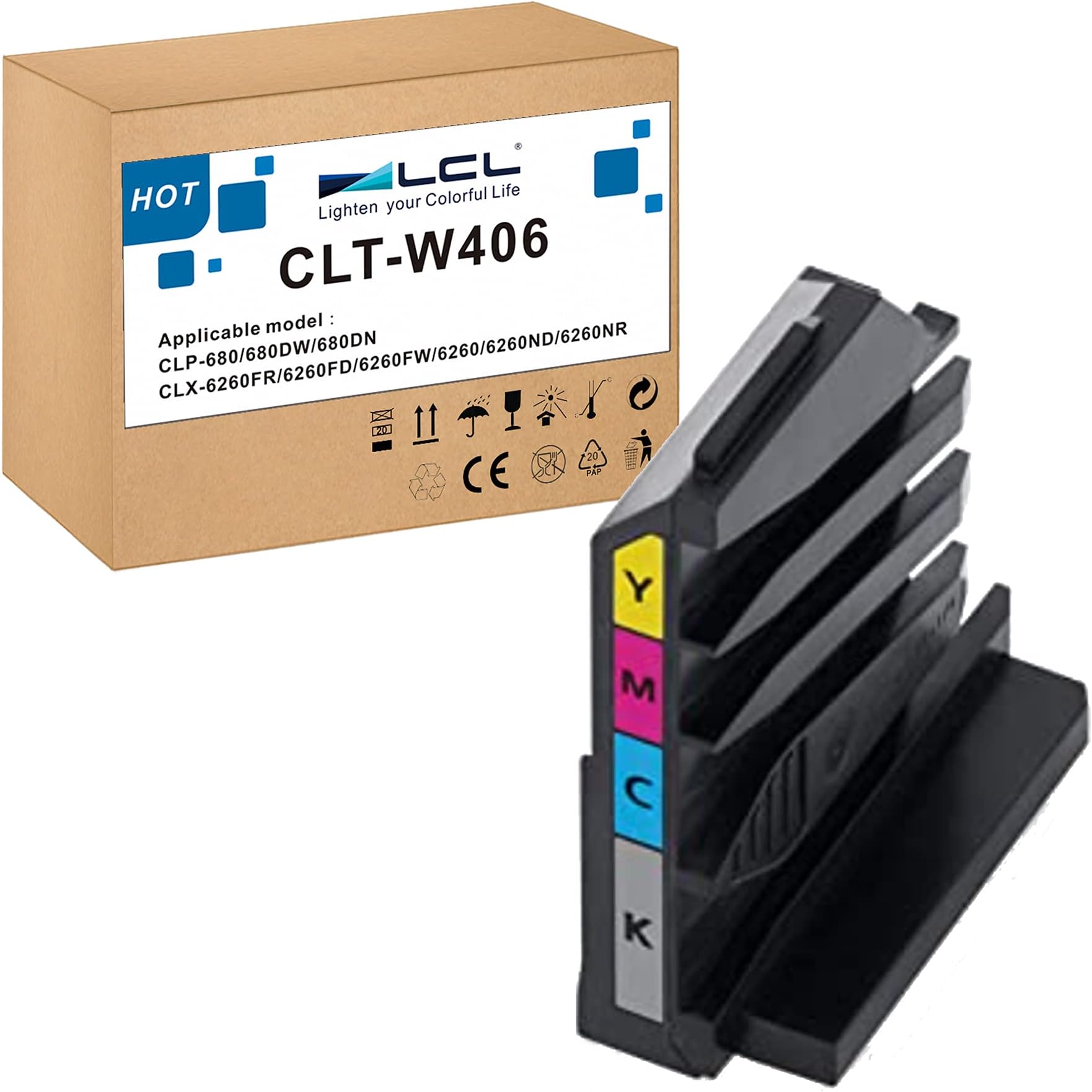 LCL Compatible Waste Toner Bottle Replacement for Samsung CLT-W406 JC96-06298A SL-C410W SL-C430 SL-C430W SL-C460FW SL-C480W SL-C480FN SL-C480FW SL-C482W SL-C482FW SL-C432W SL-C433W SL-C433 (1-Pack )