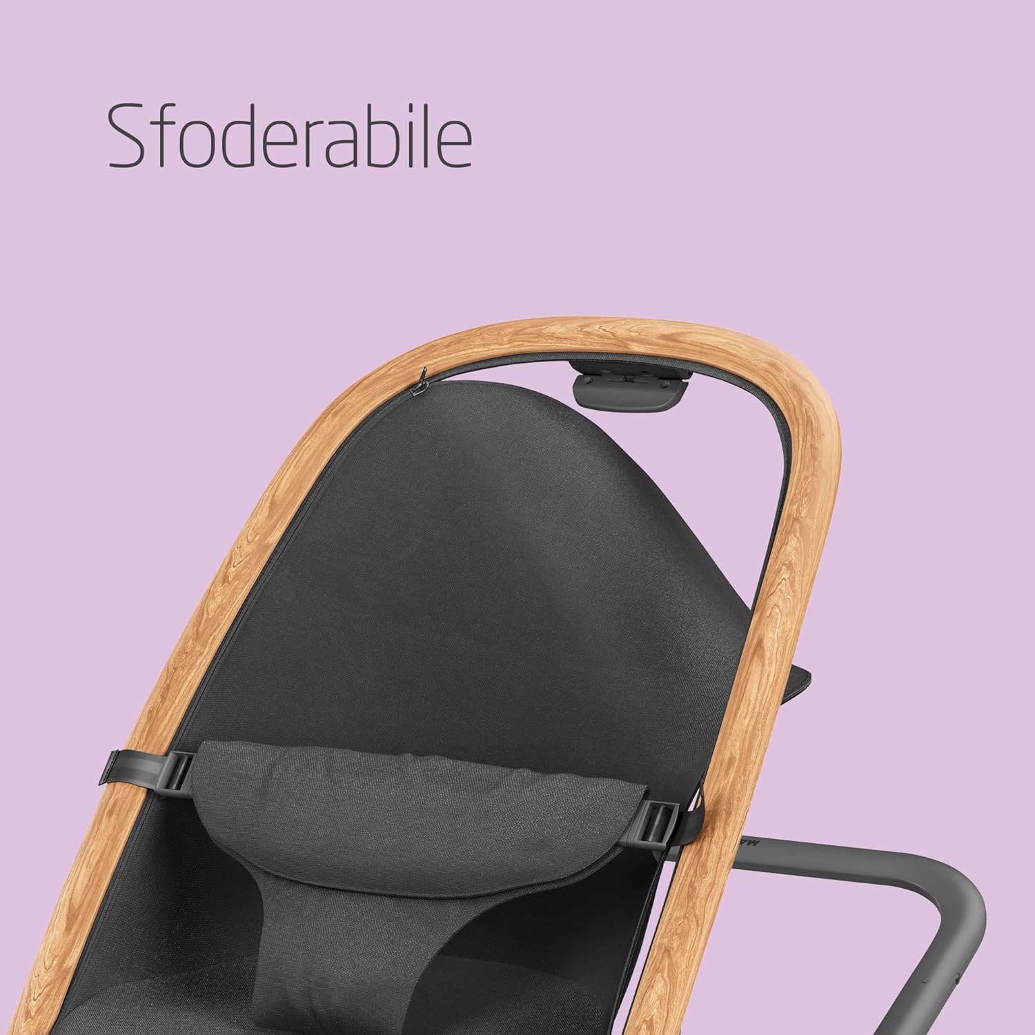 Maxi-Cosi Kori Sdraietta Neonati in Tessuto, 0-6 mesi, 9 kg, Sdraietta Pieghevole, 3 Posizioni di Reclinabile, Chiusura Compatta, Cinture Easy-in, Chiusura Compatta, Essential Graphite