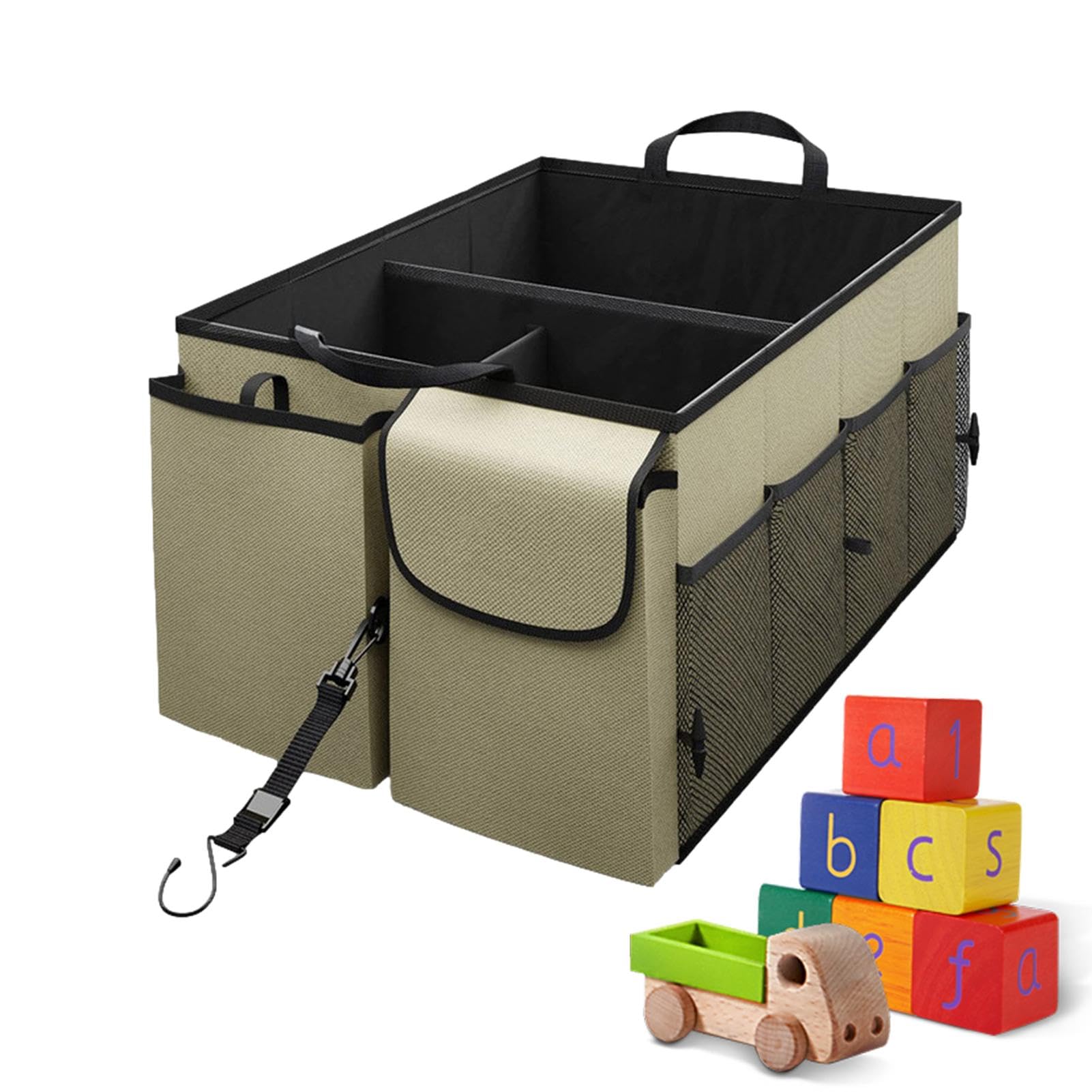 Organizer per bagagliaio | Scatola portaoggetti pieghevole | Organizzatore per bagagliaio multi-scomparto, per bagagliaio auto, contenitore per bagagliaio da 67 l, organizer antiscivolo per | per bagagliaio multi-scomparto, per bagagliaio auto, contenitor