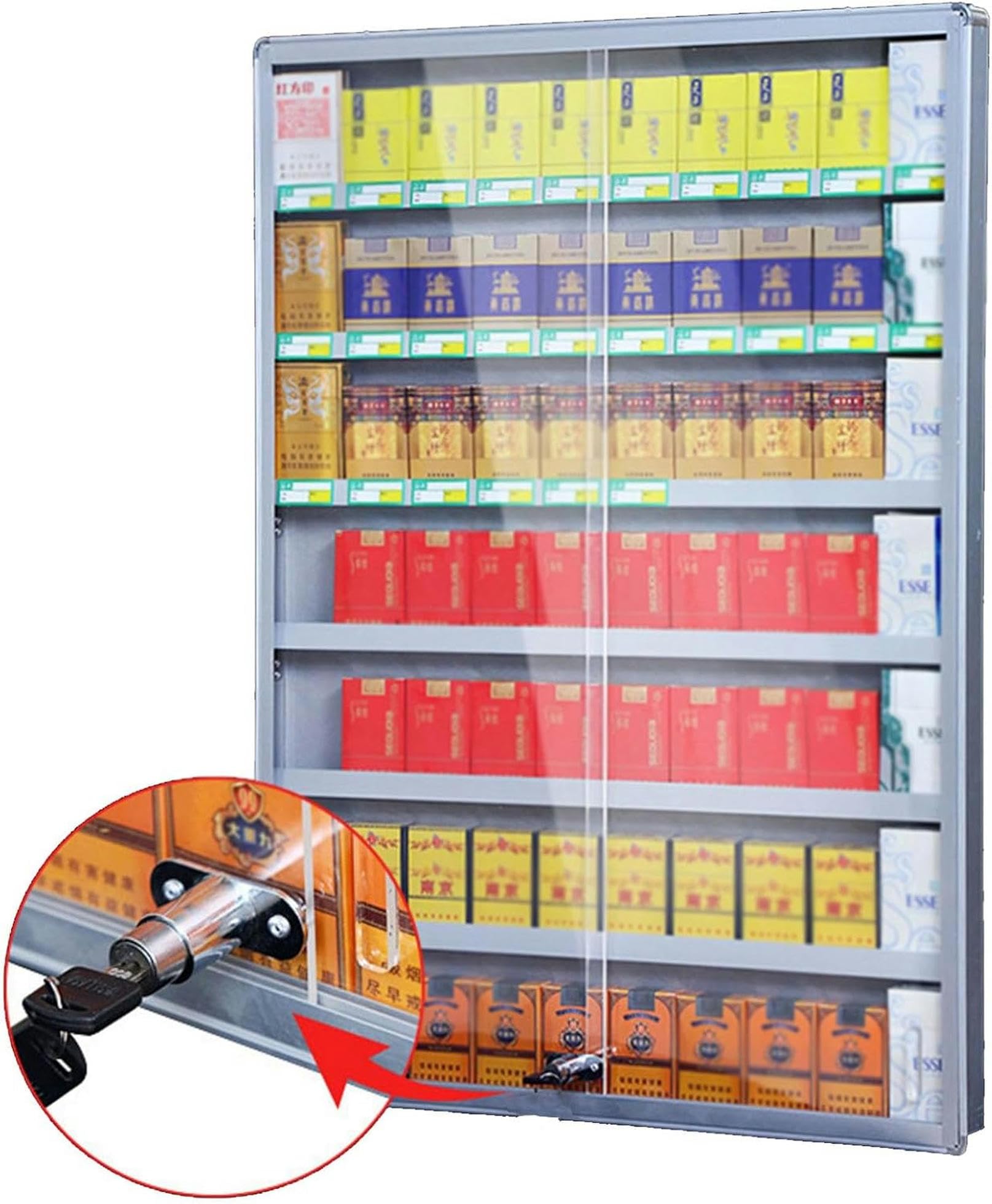 Vitrina para cigarrillos con puerta de vidrio mueble de tabaco para pared premium