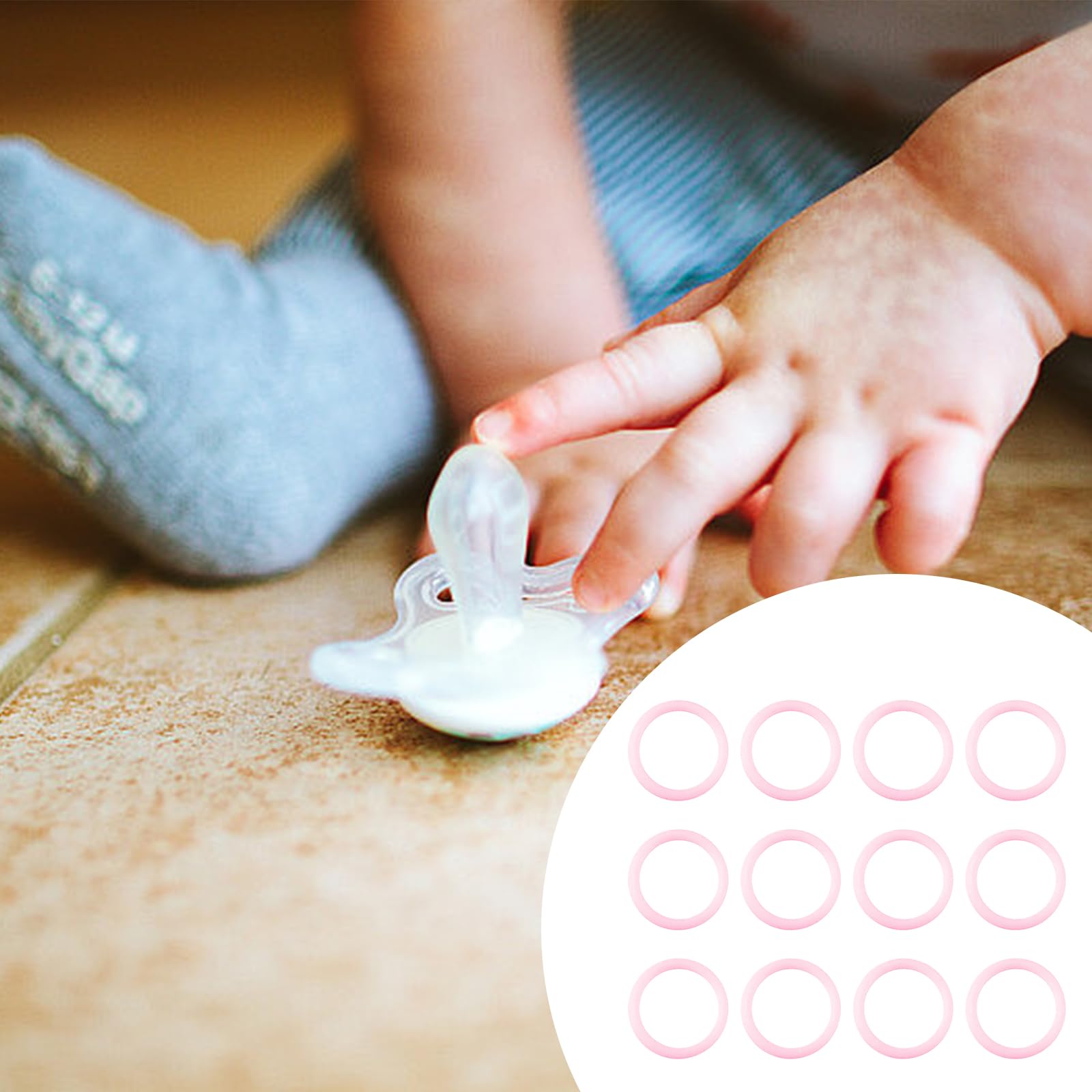 12 Piezas Anillo De Silicona Chupete,Chupete Bebé Clips,Adaptadores Para Chupetes Mam,Soporte Suave Mordedor,Regalos Para Niños,Accesorios para Baby Shower,Rosa,Kiuiom — view 6