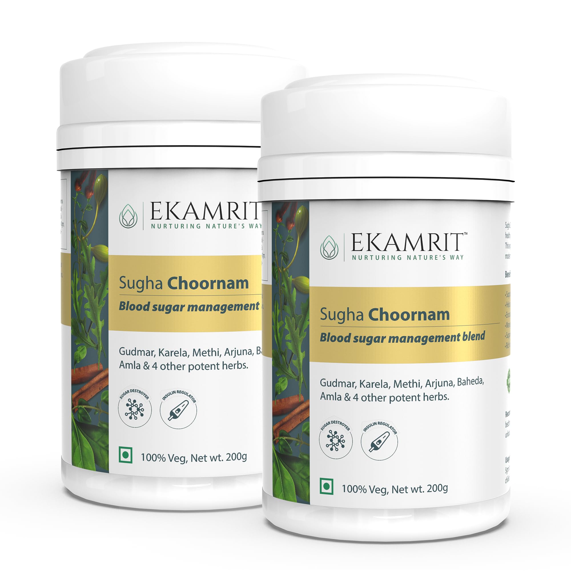 Ekamrit Sugha Choornam - Diabetes Care Powder (400g), Control Blood Sugar Naturally with Amla, Gudmar, Karela, Ashwagandha, Methi, Arjuna & More Ayurvedic Herbs, 100% Support for Diabetes (Pack of 2) (B0DBLR61NN) Amazon Price History, Amazon Price Tracker