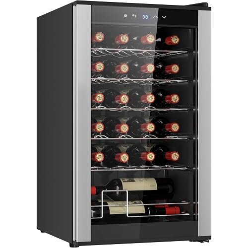 Koolatron 24 Bottle Wine Cooler Black Compressor Wine Fridge | 2.4 cu ft (68 L) Freestanding Wine Cellar | Red White & Sparkling Wine Storage | UV-Blocking Glass | Home Bar Kitchen Apartment Condo