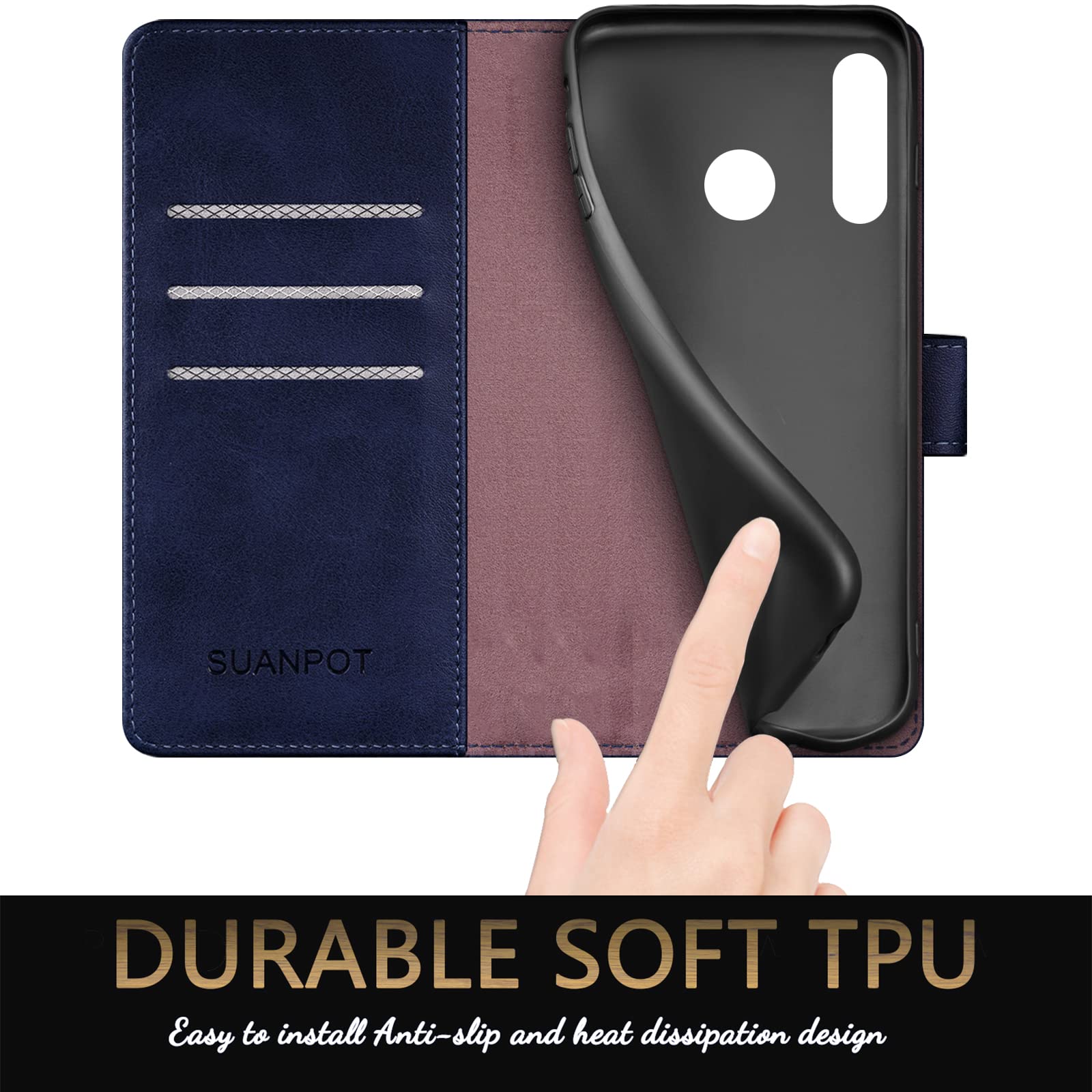 SUANPOT For Huawei P30 Pro Case With [Credit Card Holder][RFID Blocking],PU Leather Flip Book Protective Cover Women Men For Huawei P30 Pro Phone Case Rose Gold