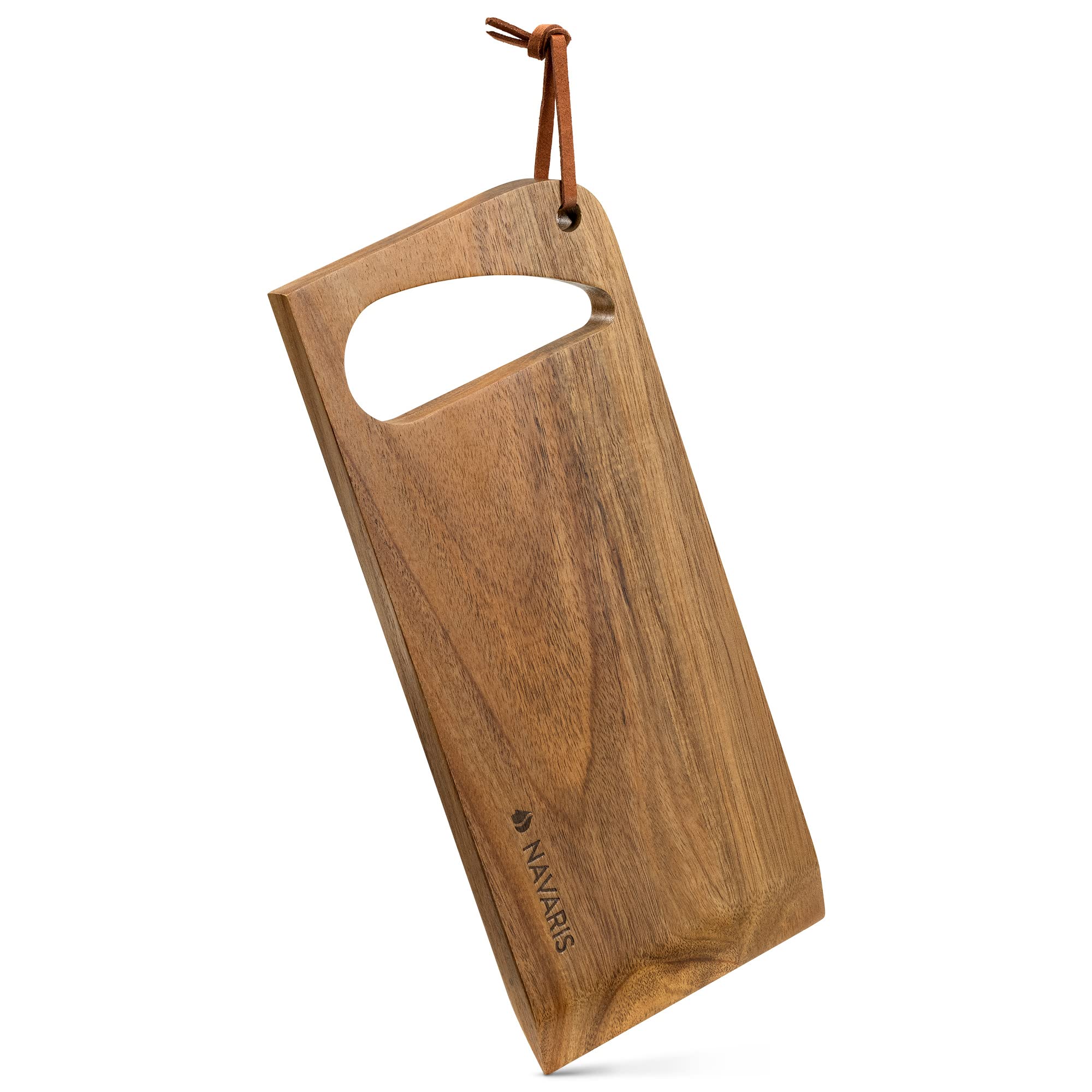 NavarisBBQ Wooden Grill Scraper - 27 x 12cm - Bristle Free Barbecue Cleaner - Acacia Wood Cleaning Brush for Grills - w/Bottle Opener & Hanging Rope