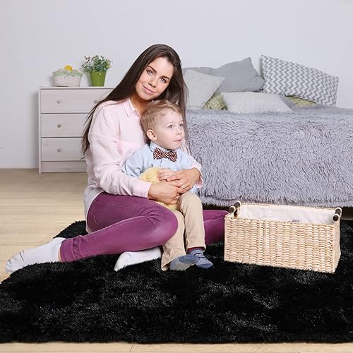 Miniatura 279 de Kelarea Alfombra de área para sala de estar, 3 x 5, antideslizante, color azul turquesa, esponjosa, suave, alfombra de felpa peluda para dormitorio