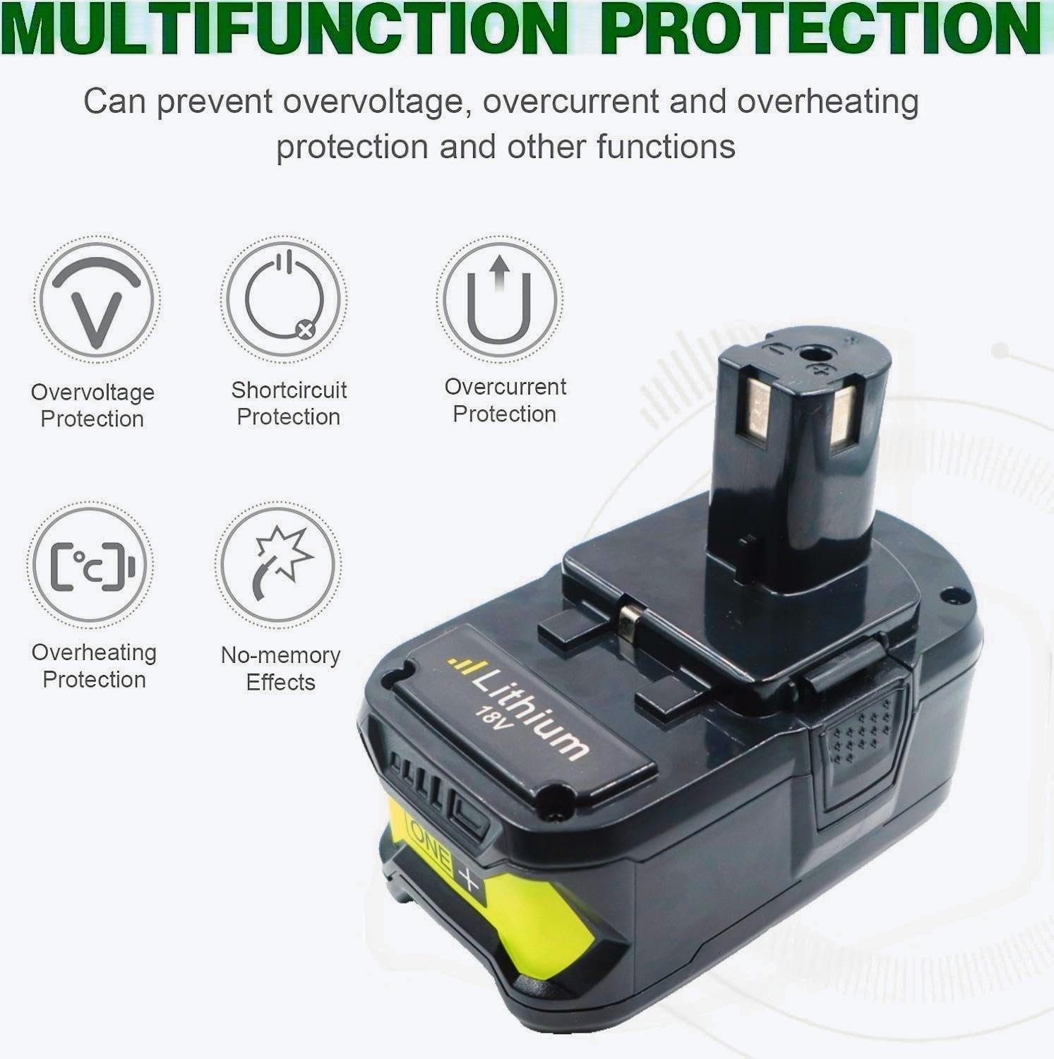Upgraded for Ryobi 4.0Ah 18V Lithium Replacement Power Battery 18 Volt ONE+ Cordless Power Tools for P100 P102 P107 P108 P122 BPL1820 Cordless Power Tools Drill Battery - Image 5