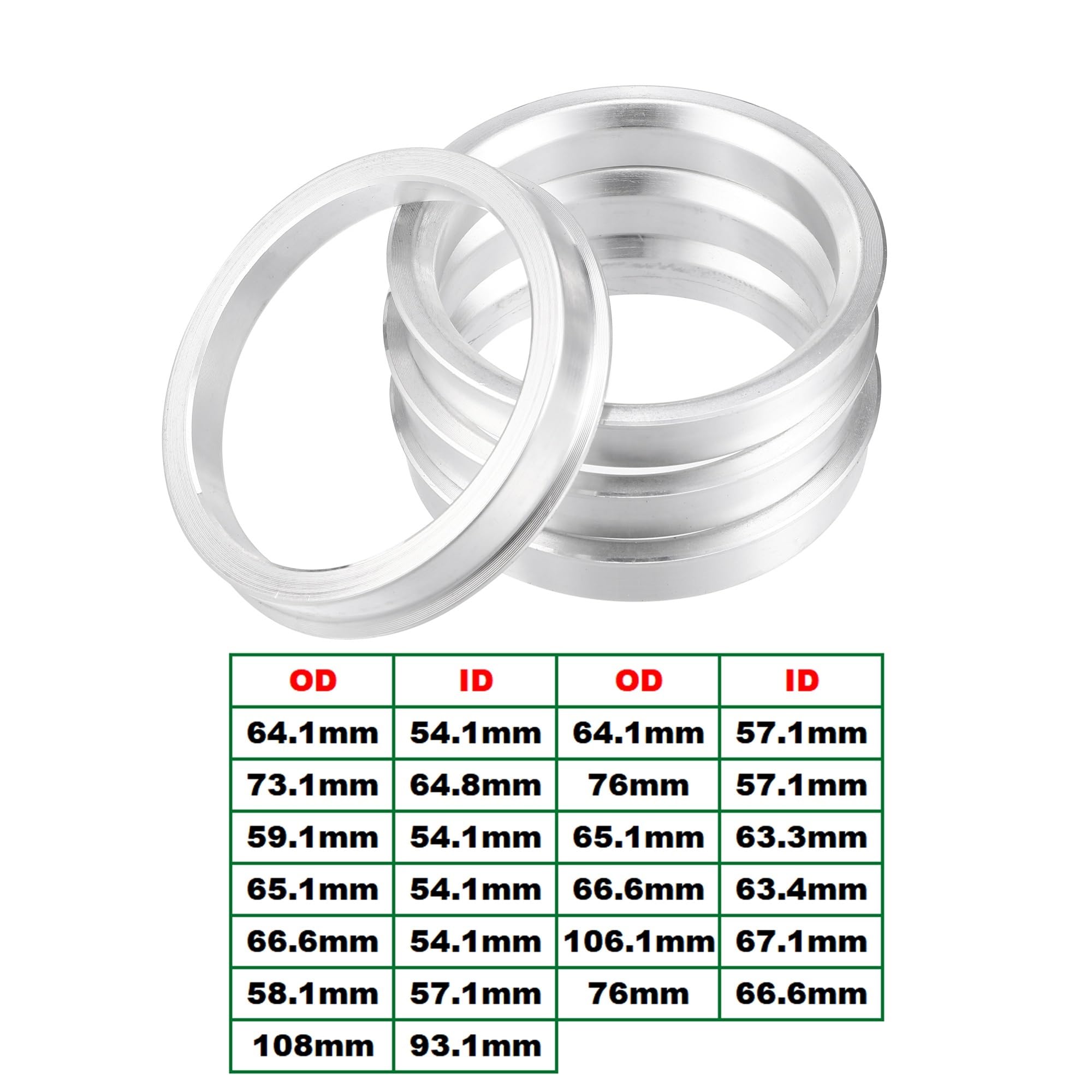 4 szt. OD 58.1mm 63.4mm 64. 65. do ID 54. 57. 66.6mm 93. samochód piasta samochodowa pierścienie centryczne otwór koła środkowa przekładka(76mm to 57.1mm)