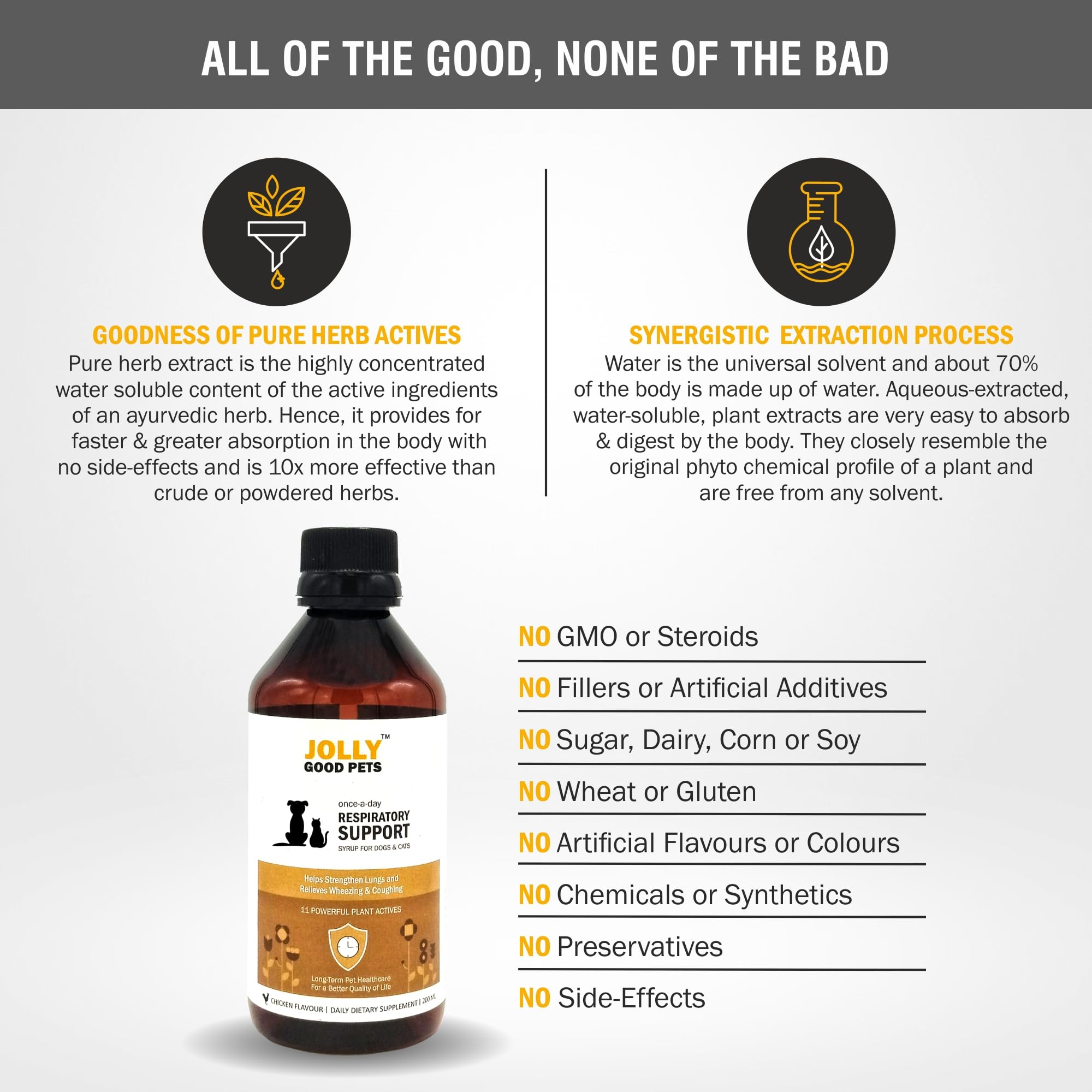 JOLLY GOOD PETS Respiratory Support Syrup Supplement (200 ml) for Dogs & Cats I Helps Maintain Healthy Breathing Conditions I 100% Plant Actives 3