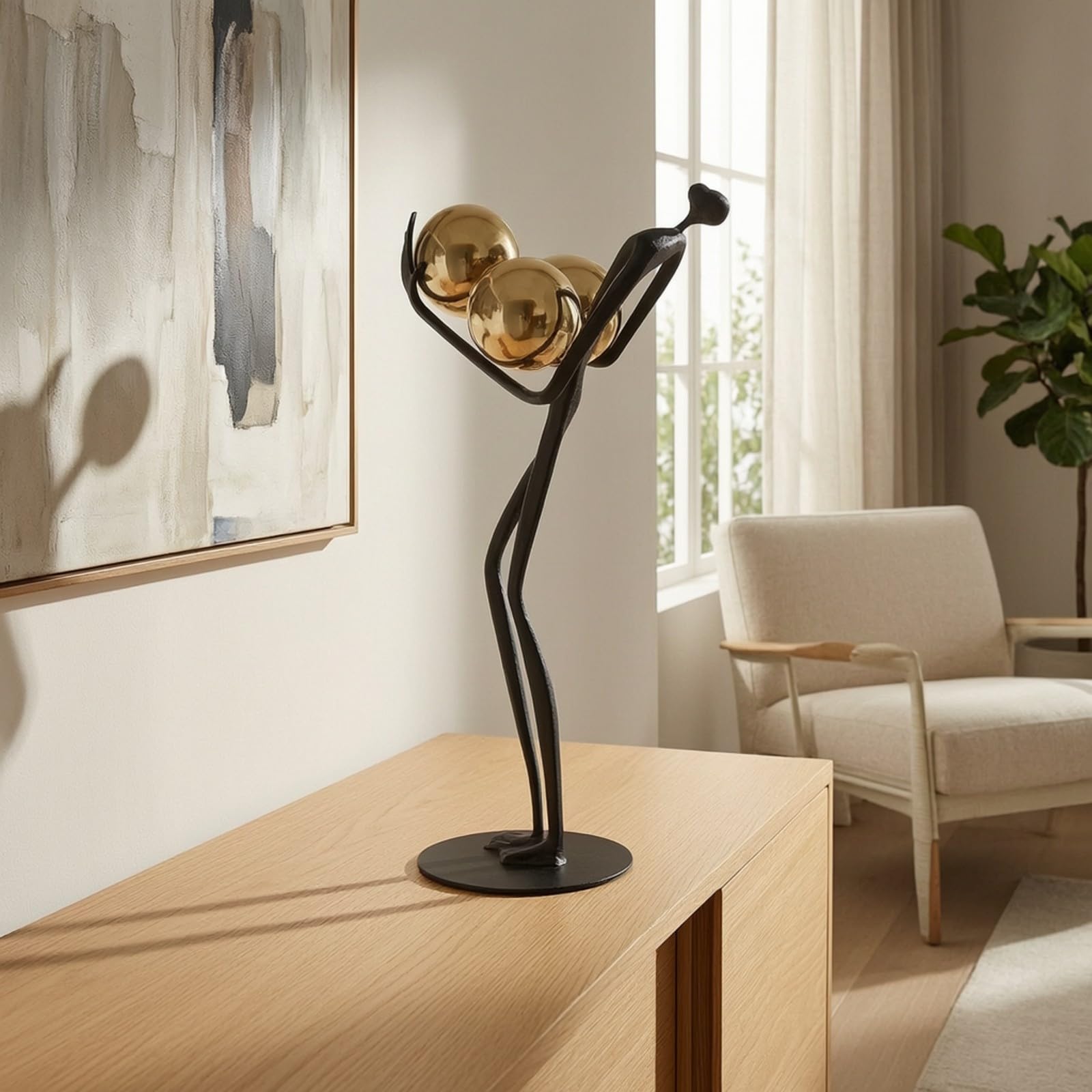 Sculpture Figure Humaine Contemporain | Abstrait, Sculpture Abstraite Sphères ES, Morne, Ornement, pr Salon, Bureau, Hôtel