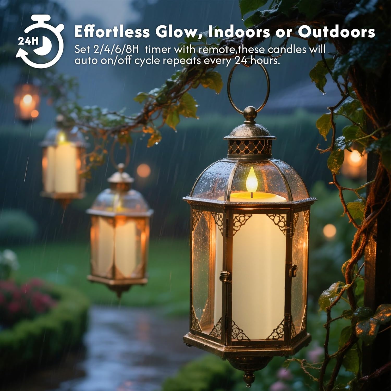 PChero Rechargeable Flameless Candles with Remote & Magnetic Charging Base, Outdoor Waterproof Battery Operated Pillar Candles, 4 Pack LED Fake Candles, Long Lasting, 2.76" D x 5.12" H