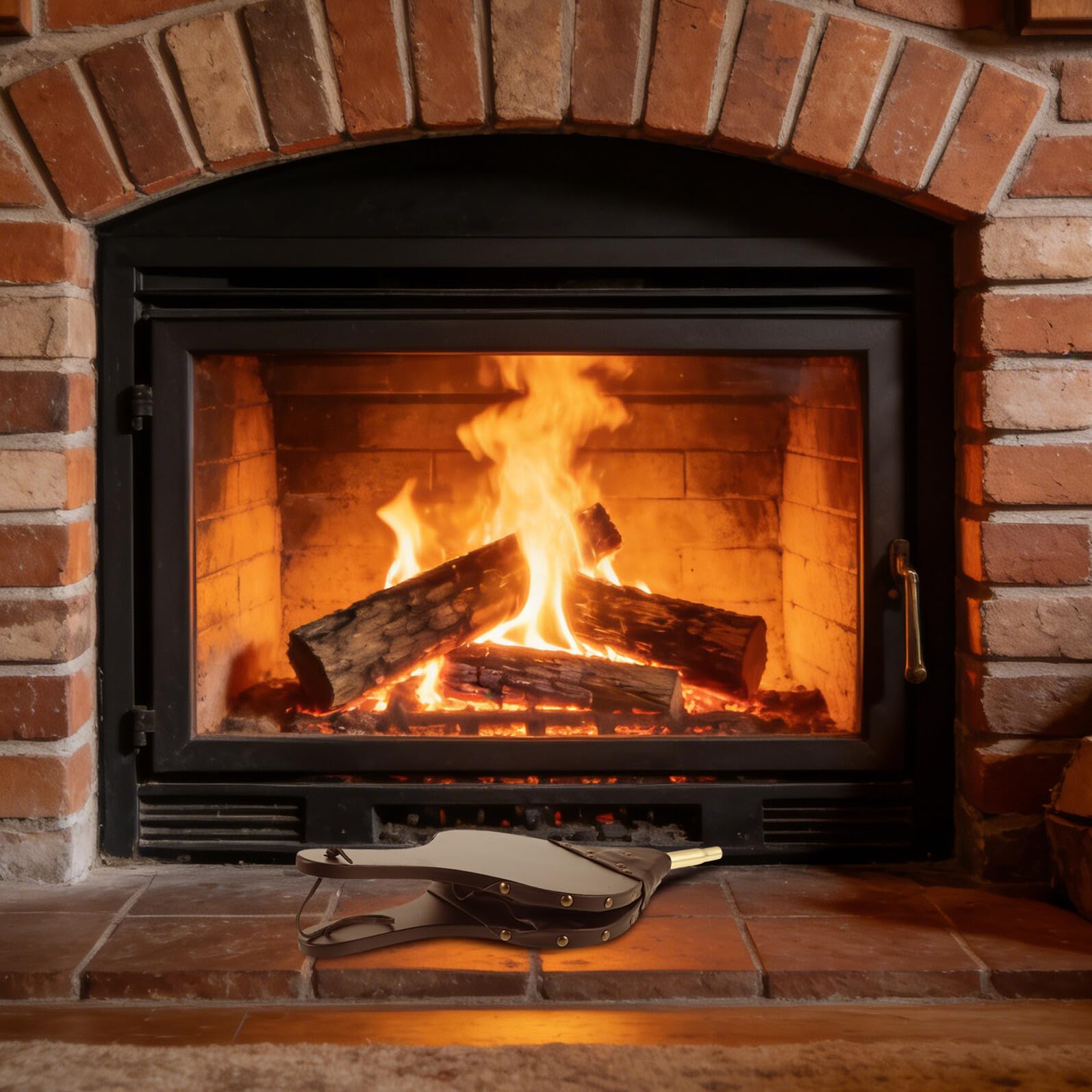 Toyvian Soffietto per Caminetto in Legno 38x17 Cm Soffiatore Manuale per Stufa a Legna e Barbecue Accessorio per Alimentazione Fuoco All’aperto e Campeggio