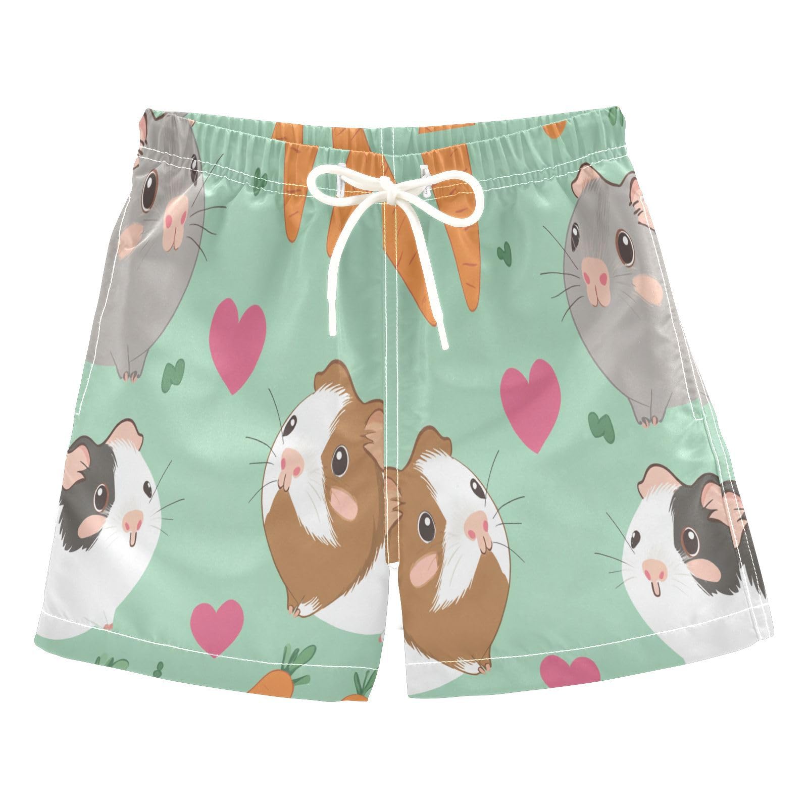 Jucciaco Boys Beach Board Shorts Carrot Guinea Pig Rat Quick Dry Swim Trunk Swimwear for Kids Multicolor