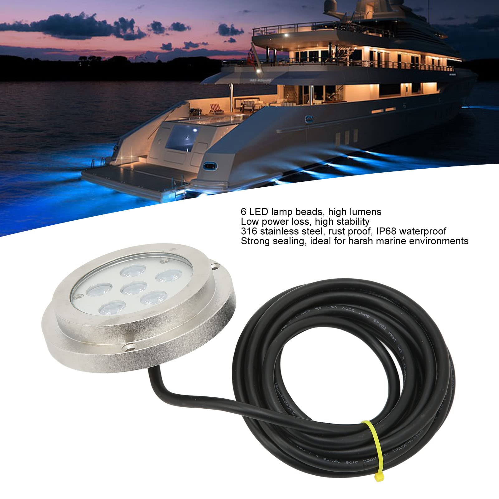 Lampe Filet Homard Crevette Lampe LED Sous-marine Durable Pour Pêche - Filet Homard, Crevette, Concert - Neuf Lampe Pêche Crustacés Galvpro Outdoors