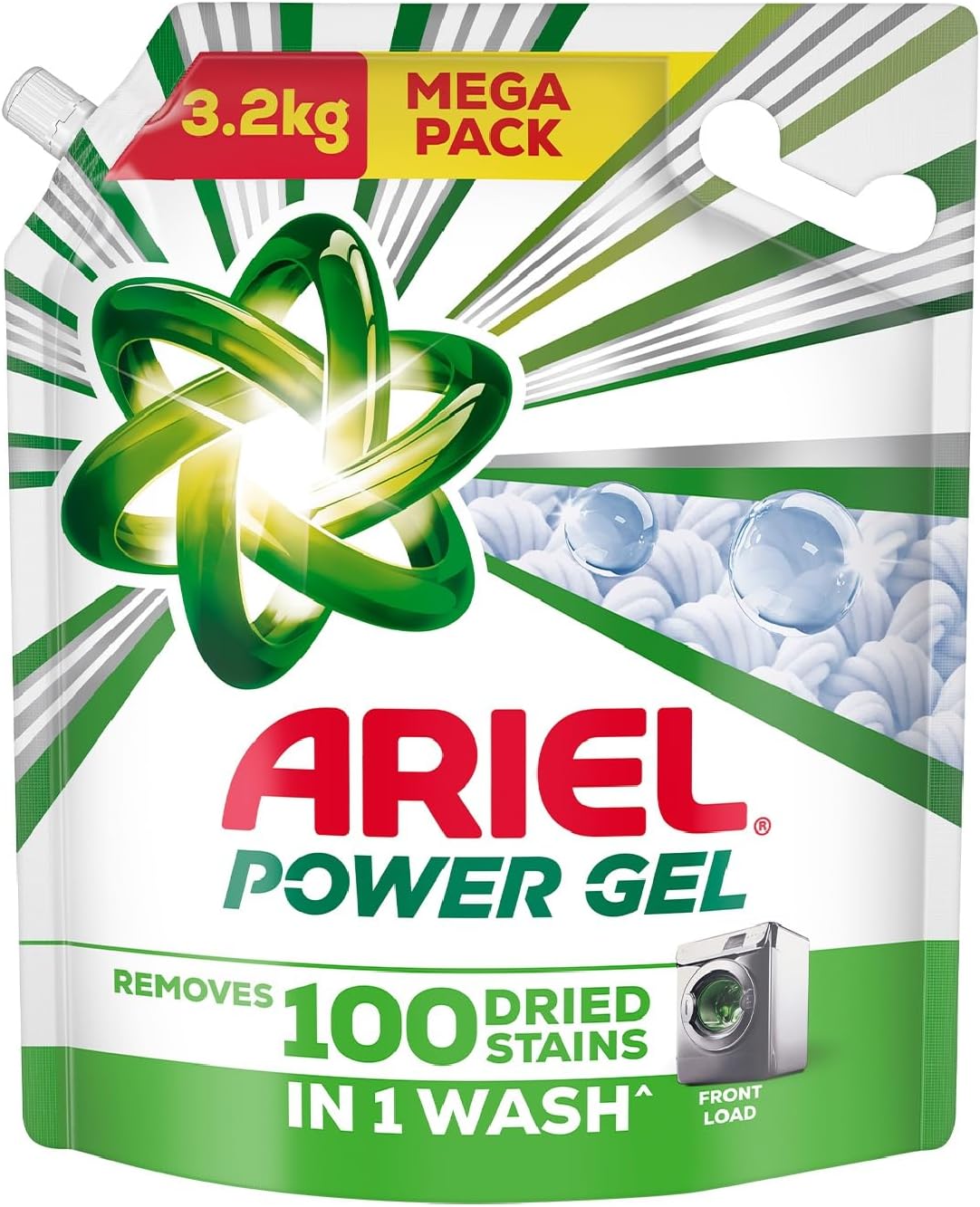 Power Gel Liquid Detergent for Front Load – 3.2kg | Removes 100 Dried Stains in 1 Wash | Faster Dissolving | Long-Lasting Fragrance | Color Protection | At the price of Powders