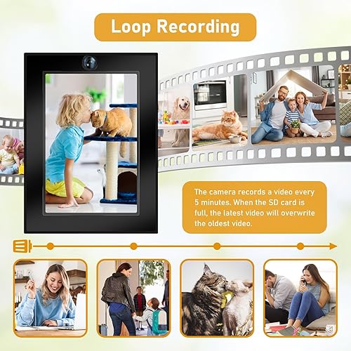 Miniatura 4 de Cámara HD 1080P con marco de fotos, mini cámara de vigilancia con detección de movimiento, cámara de seguridad para interiores solo para video, para