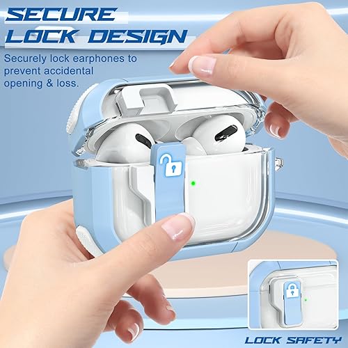 Miniatura 3 de Funda transparente para AirPods Pro de 21 generación, funda de bloqueo seguro para Apple Airpod Pro 2 y 1 Gen con correa de silicona para la muñeca,