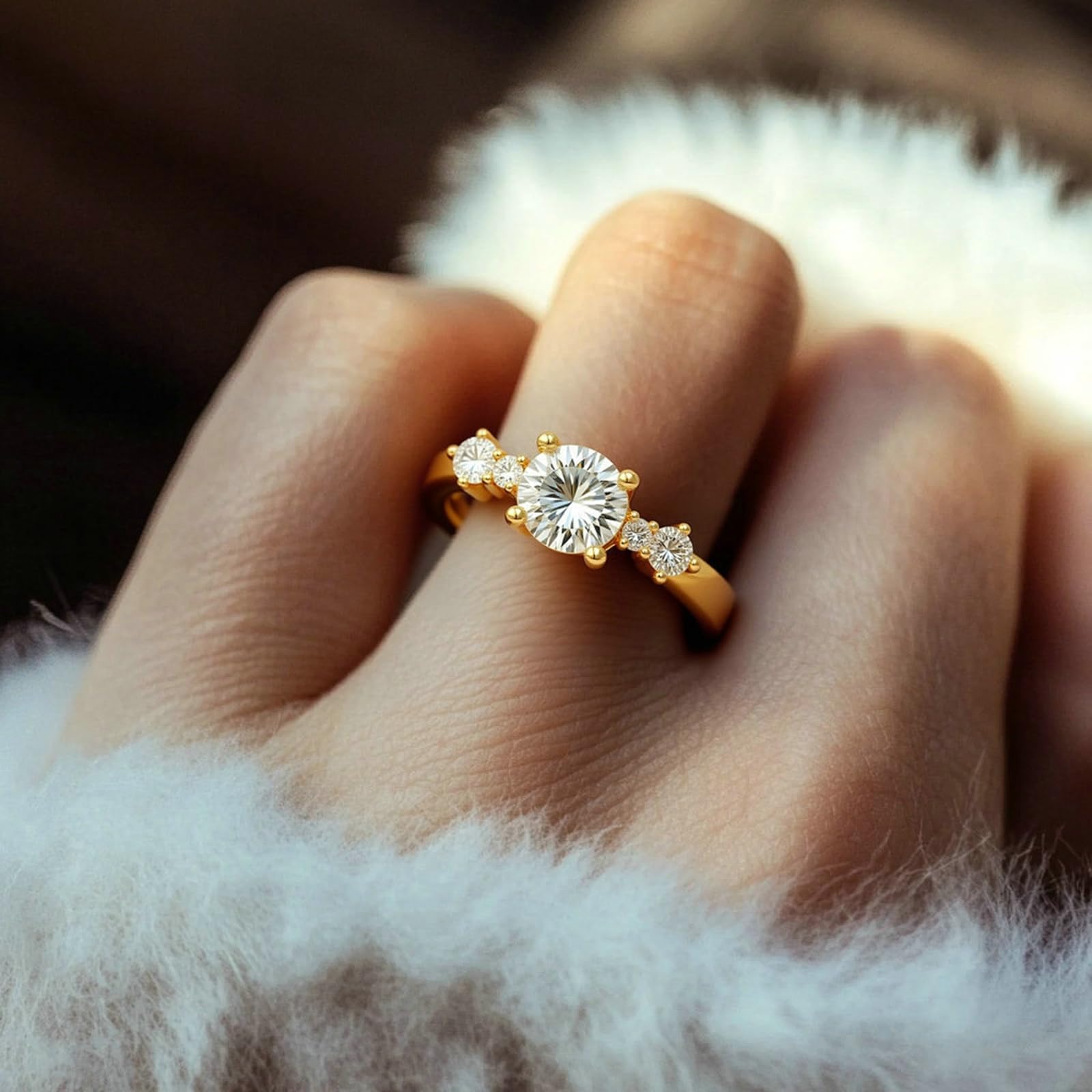 Anillos de oro blanco para mujer, anillos de compromiso, oro auténtico, moissanite, 1 ct, elegante anillo de oro para mujer